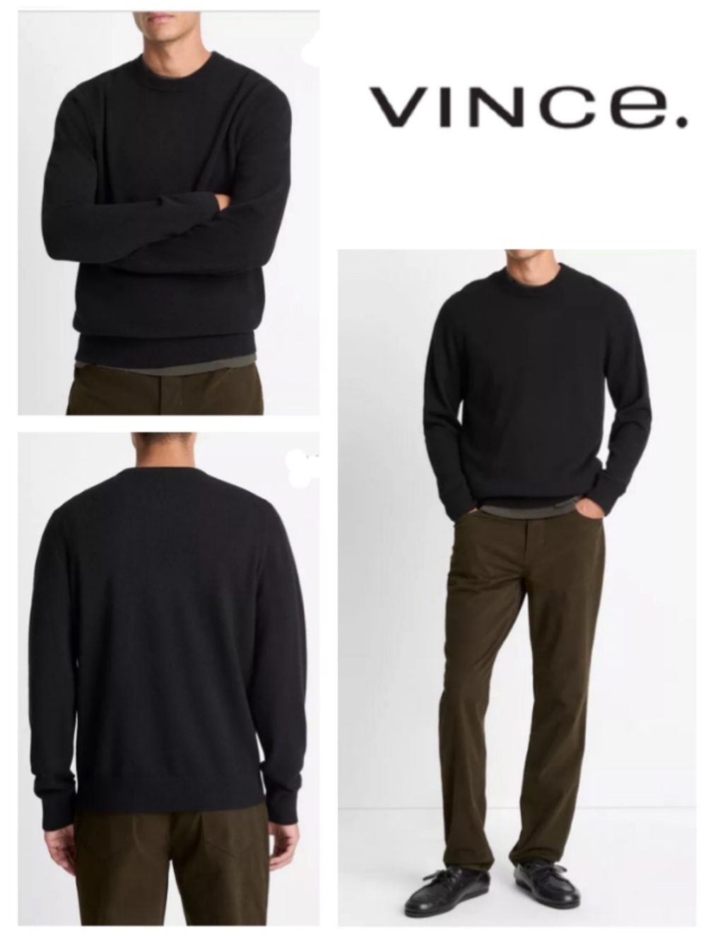 Vince Men’s 100% Cashmere Crew Neck Sweater (L)